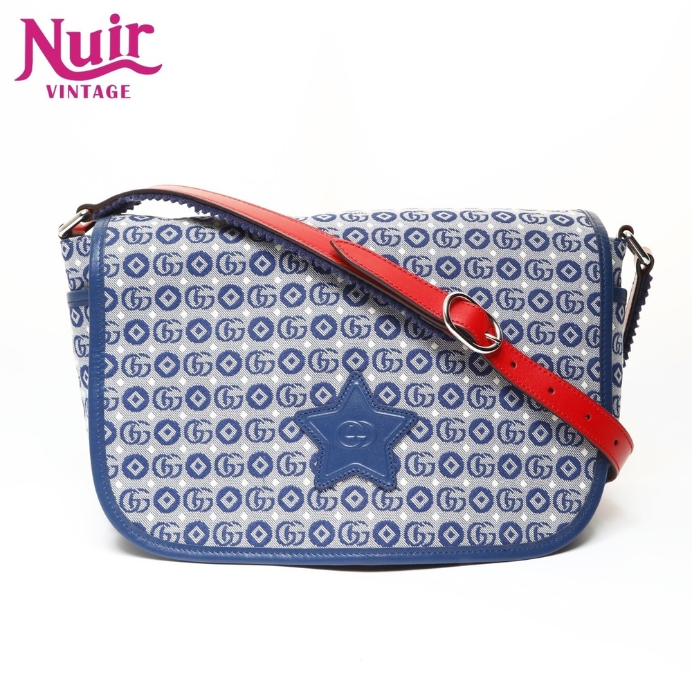 Gucci Shoulder Bag GG Canvas Star Blue